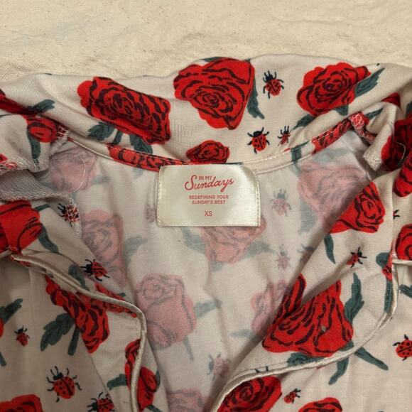 In My Sundays Rose Ladybug Tencel Pajama Set XS Long Sleeve Top Pants Soft98 - Picture 4 of 9